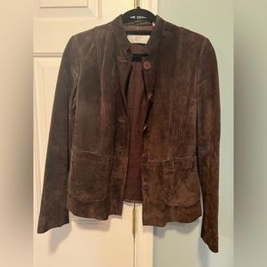DKNY genuine leather (suede) chocolate brown jacket